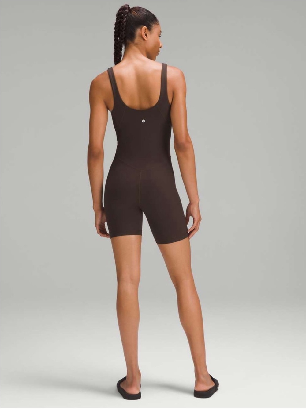 Lululemon Align V neck Sleek Women’s Short Romper Brown 8 padded bra - Picture 2 of 16